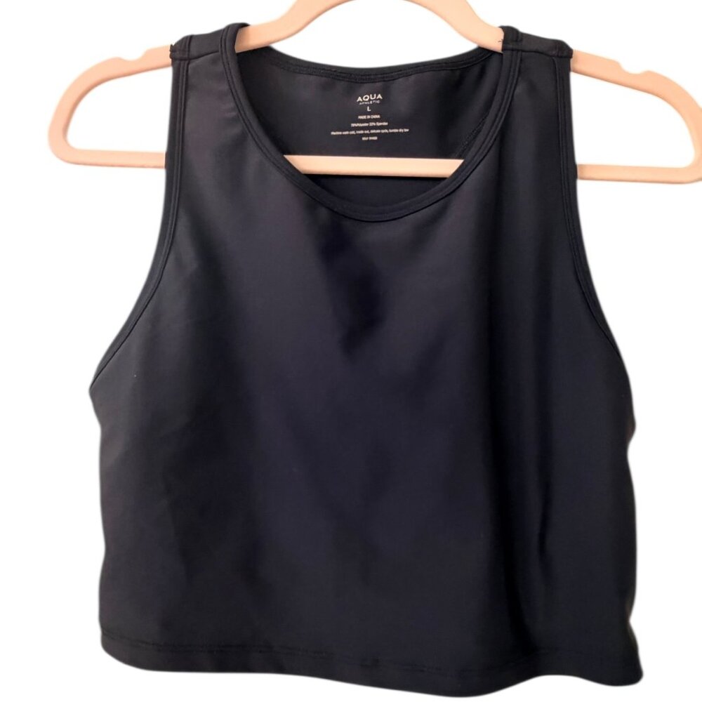 Aqua Athletic Scoop Neck Longline Racerback Sports Bra, Size L, Excellent Cond